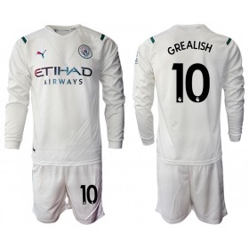 Jalkapallo Pelipaidat/Peliasut Manchester City Jack Grealish 10 Lasten Vieraspaita 2021-2022 Pitkähihainen